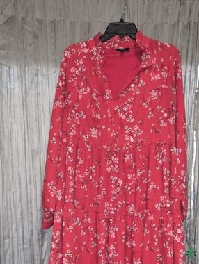 MSK Red Floral Blouse